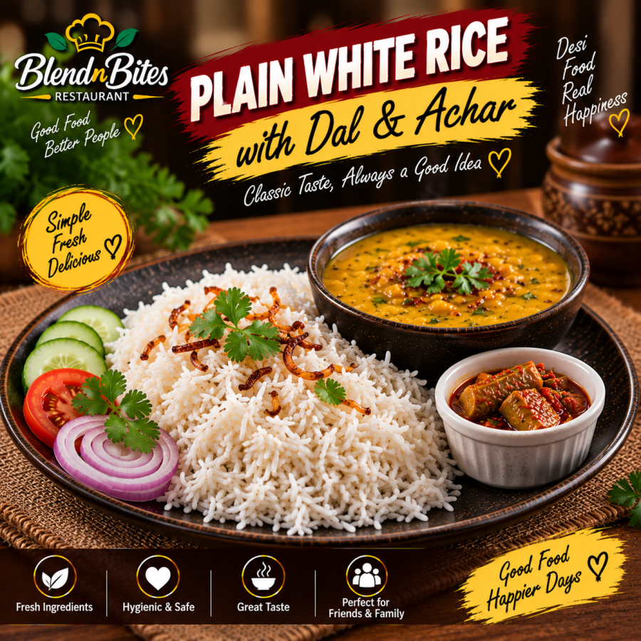Plain White Rice & Daal Single Plate